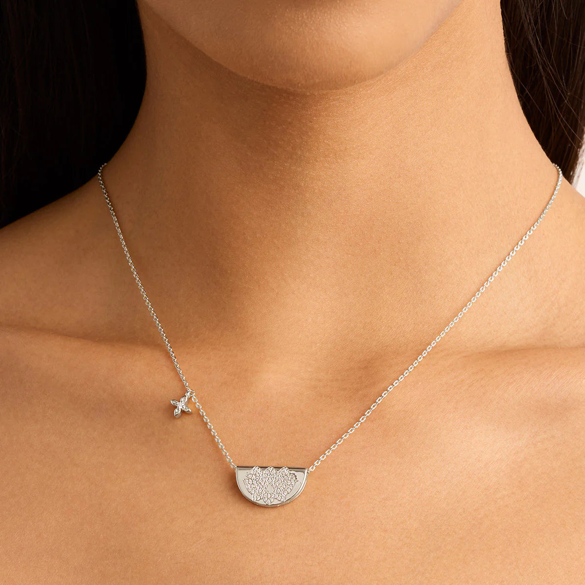 By Charlotte Live In Light Lotus Necklace - Sterling Silver