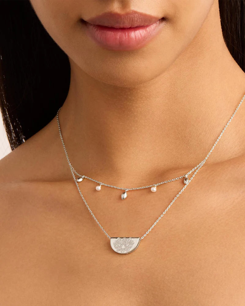 By Charlotte Sterling Silver Live in Peace Lotus Necklace