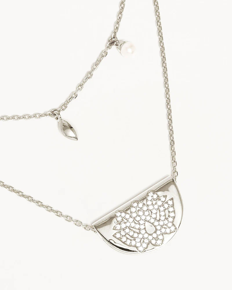 By Charlotte Sterling Silver Live in Peace Lotus Necklace