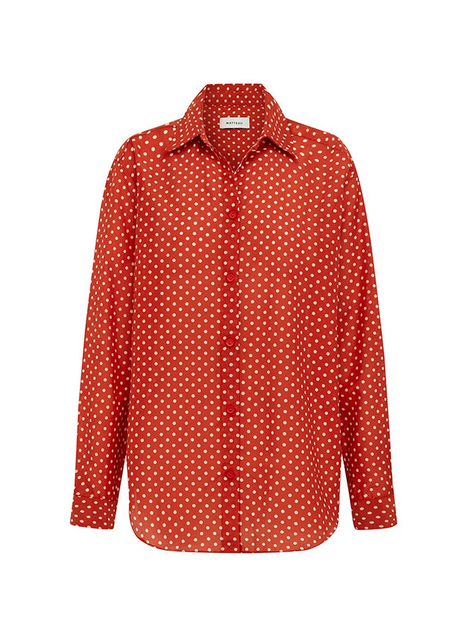 Matteau Classic Shirt in Tomato Polka Dot
