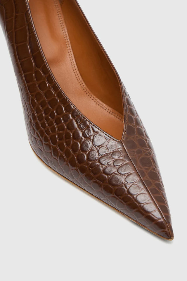 Celia Croc Look Pump | Chocolate