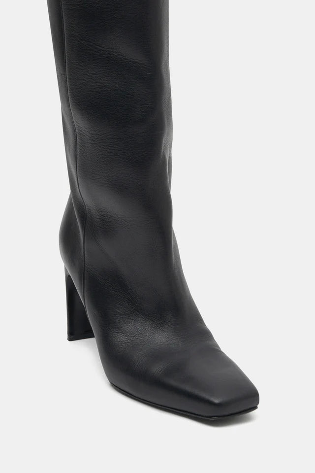 Gray leather 2025 knee high boots