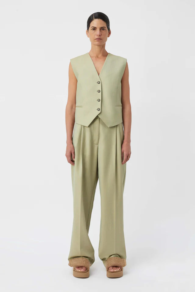 Camilla and Marc Jaccard Wool Pant - Lime Blue