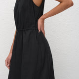 Matteau Drawcord Tank Midi Dress in Black