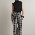 A Emery Goddard Sheer Pant in Black And White Check - side view