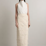 A Emery Innes Skirt in Creme Jacquard - side view