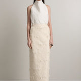 A Emery Innes Skirt in Creme Jacquard - side view