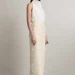 A Emery Innes Skirt in Creme Jacquard - detail view