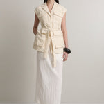 A Emery Jakob Vest in Creme Jacquard - side view