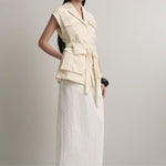 A Emery Jakob Vest in Creme Jacquard - detail view