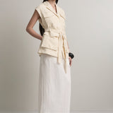 A Emery Jakob Vest in Creme Jacquard - detail view