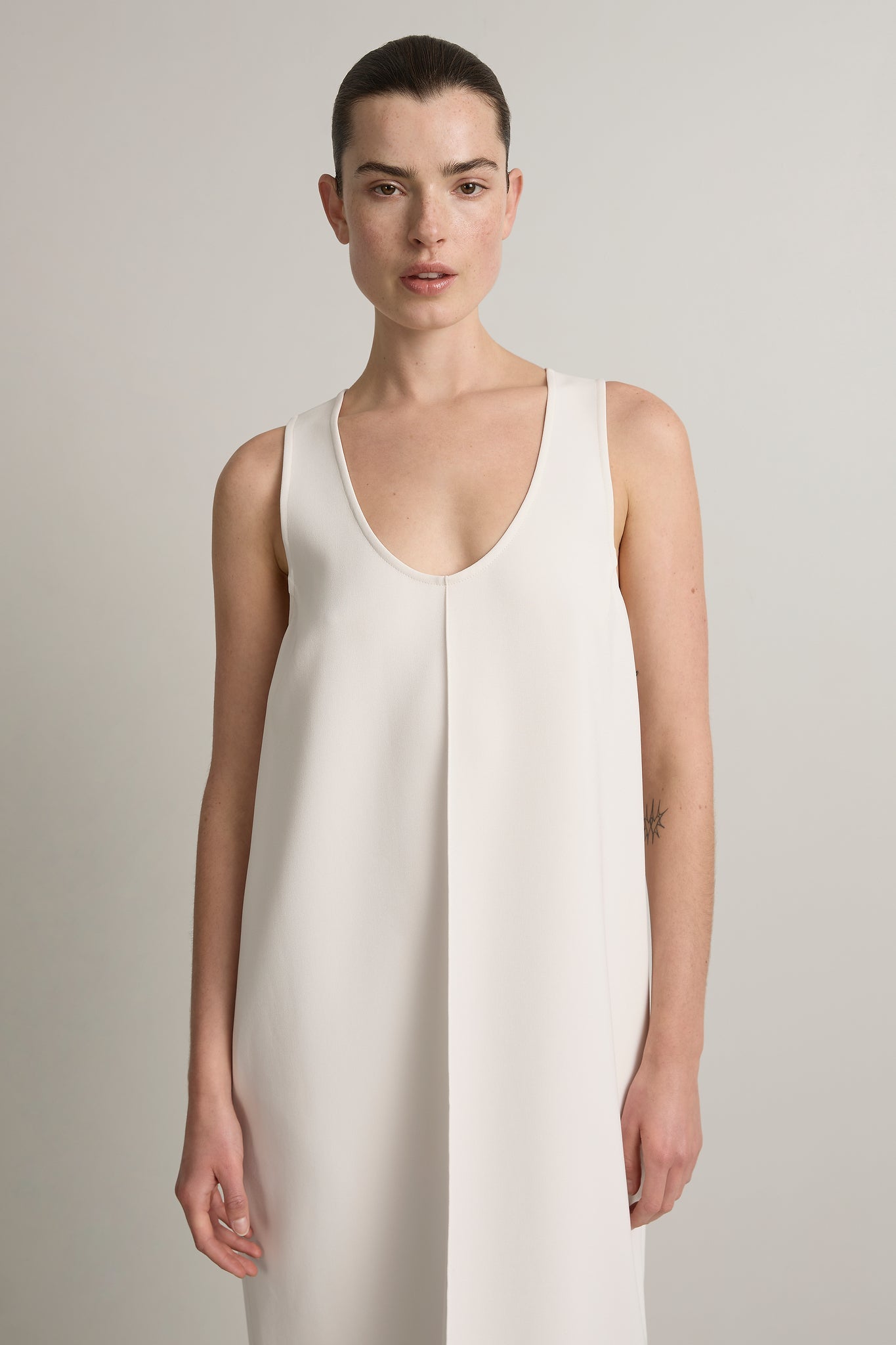 A Emery Jane Dress in Oyster - styled look