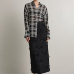 A Emery Joyse Sheer Shirt in Black And White Check - side view