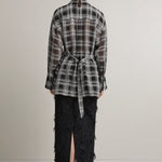 A Emery Joyse Sheer Shirt in Black And White Check - detail view