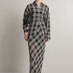 A Emery Reese Sheer Skirt in Black And White Check - detail view
