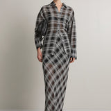 A Emery Reese Sheer Skirt in Black And White Check - detail view