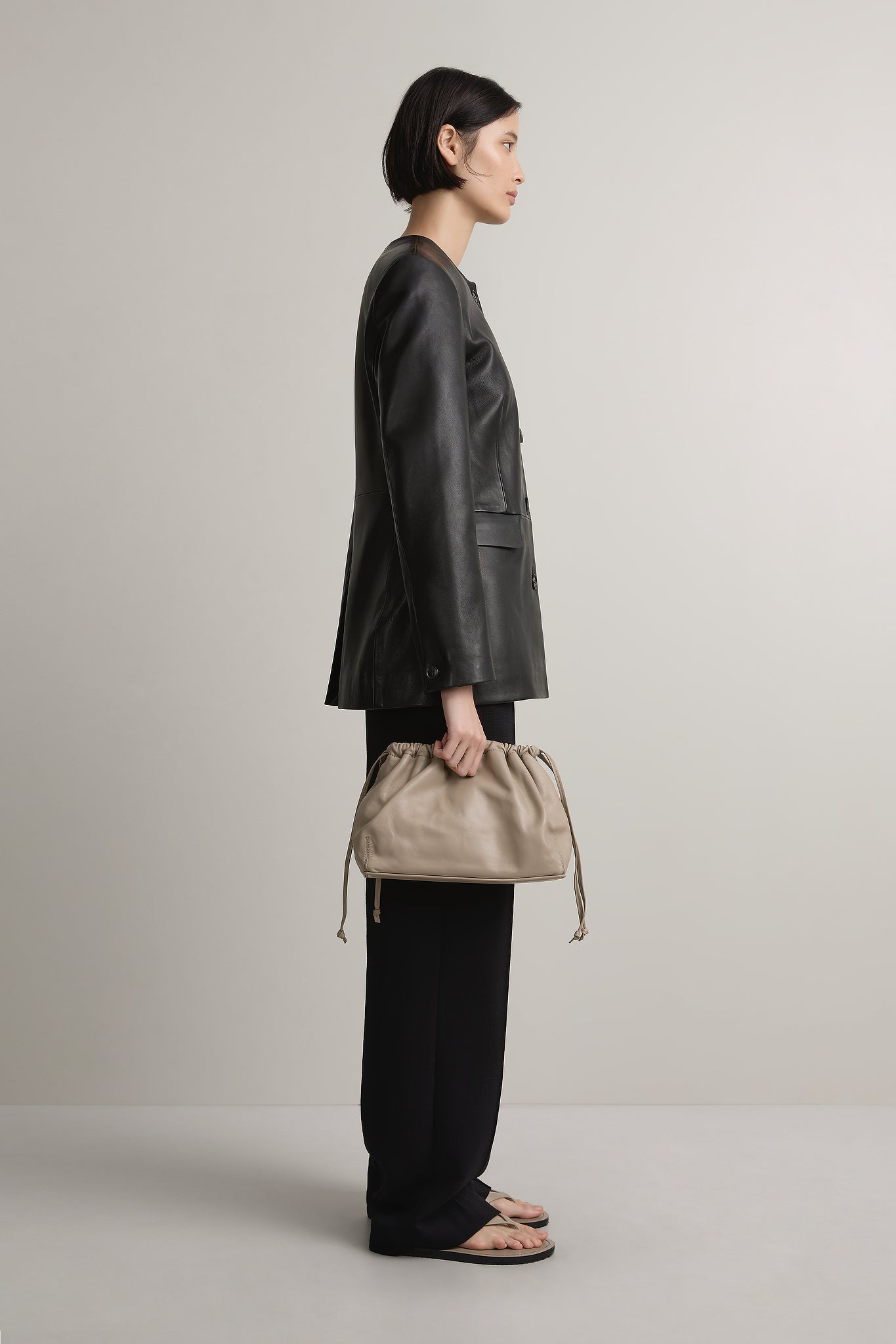 A Emery The Tobey Bag in Greige - side view
