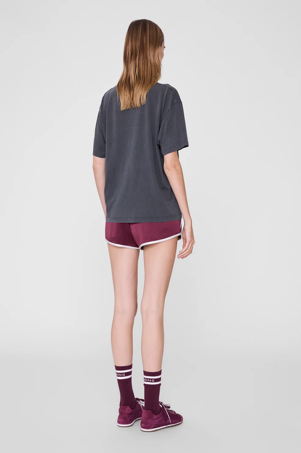 Anine Bing Cade Tee Sport Club in Washed Black - detail view