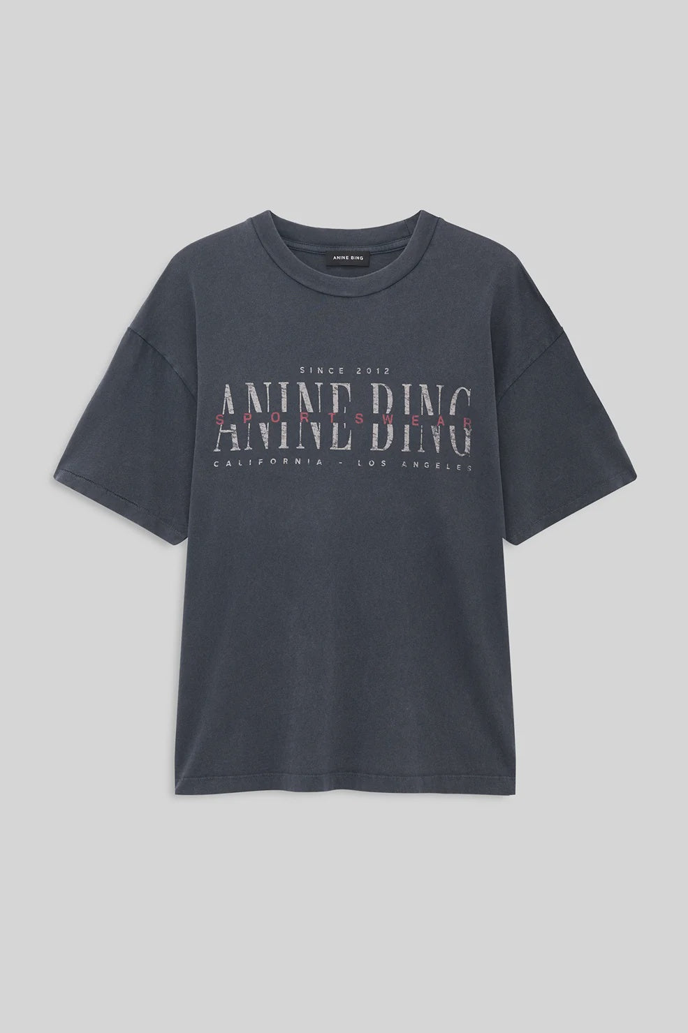 Anine Bing Cade Tee Sport Club in Washed Black