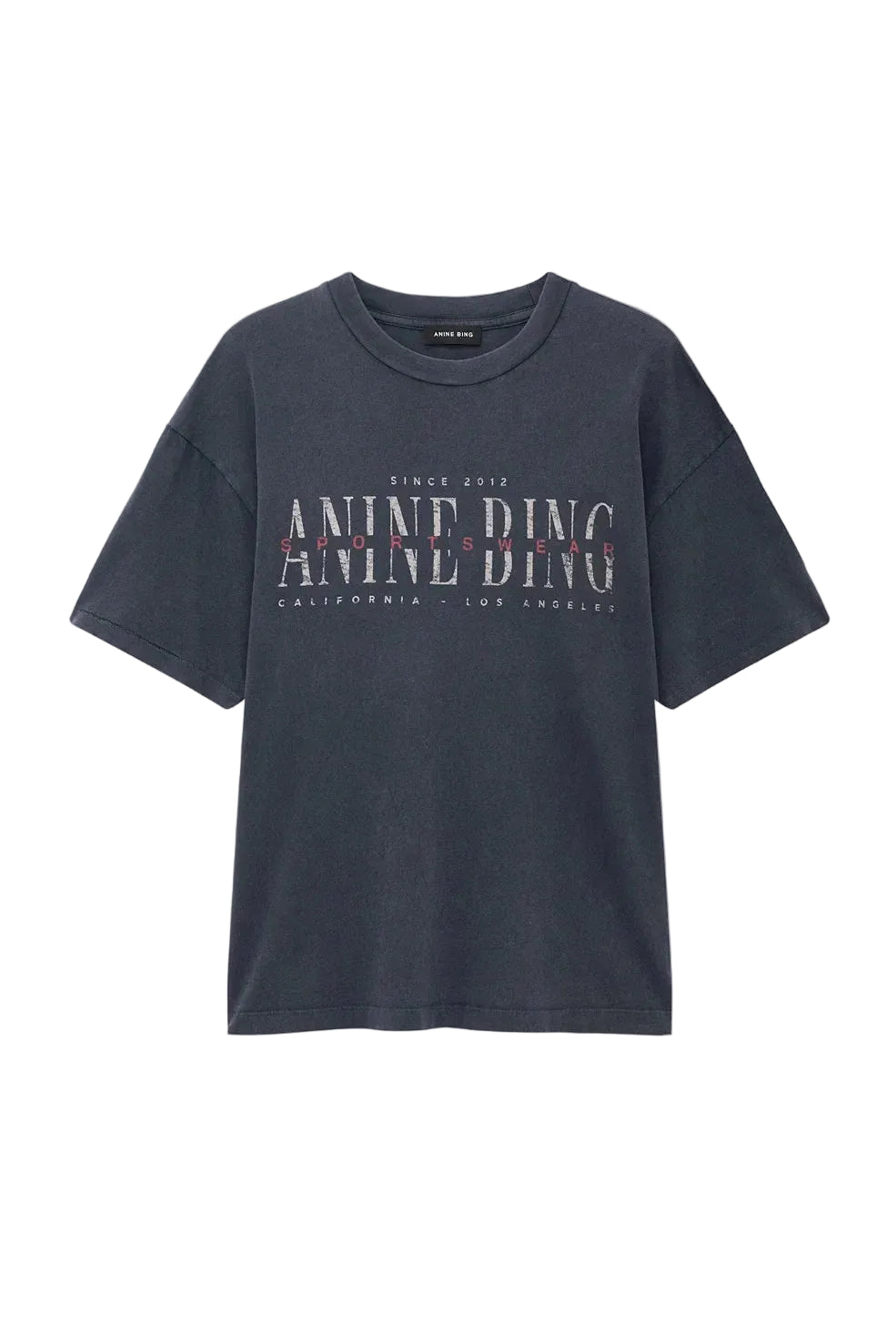 Anine Bing Cade Tee Sport Club in Washed Black