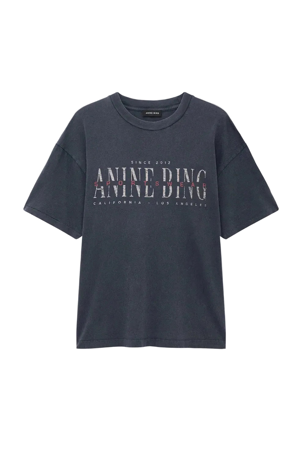 Anine Bing Cade Tee Sport Club in Washed Black