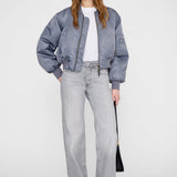 Anine Bing Cropped Leon Bomber in Dark Grey
