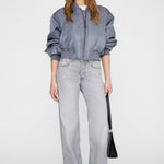 Anine Bing Cropped Leon Bomber in Dark Grey