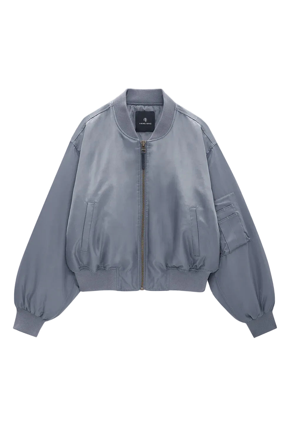 Anine Bing Cropped Leon Bomber in Dark Grey