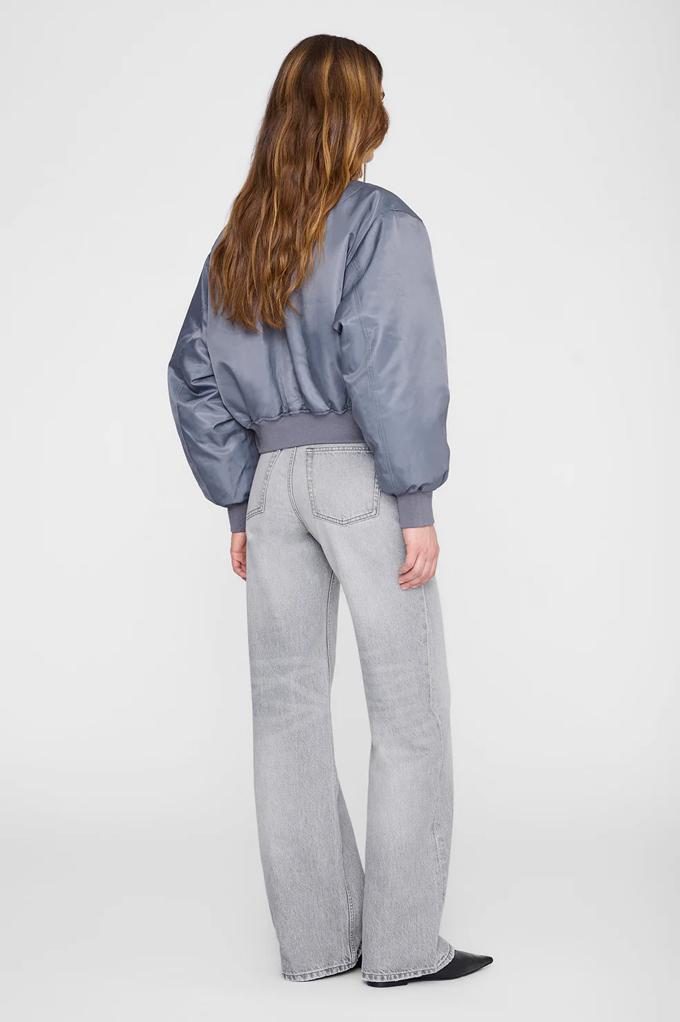 Anine Bing Cropped Leon Bomber in Dark Grey