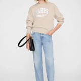 Anine Bing Harry Shrunken Sweatshirt Paris in Beige
