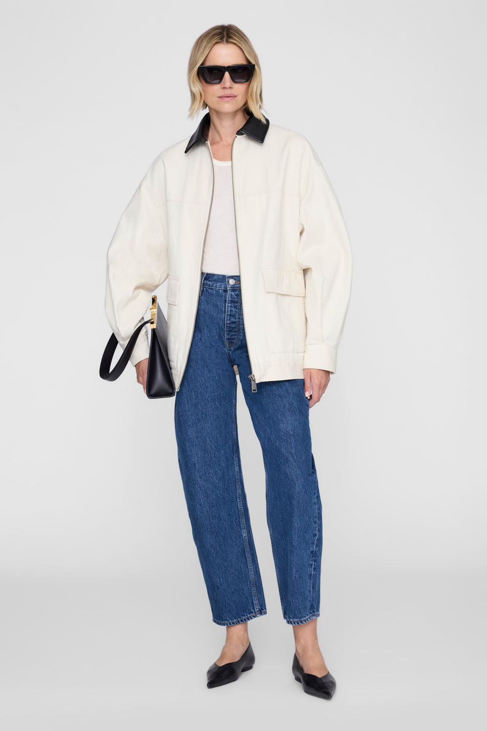 Anine Bing Holden Jacket in Cream - detail view
