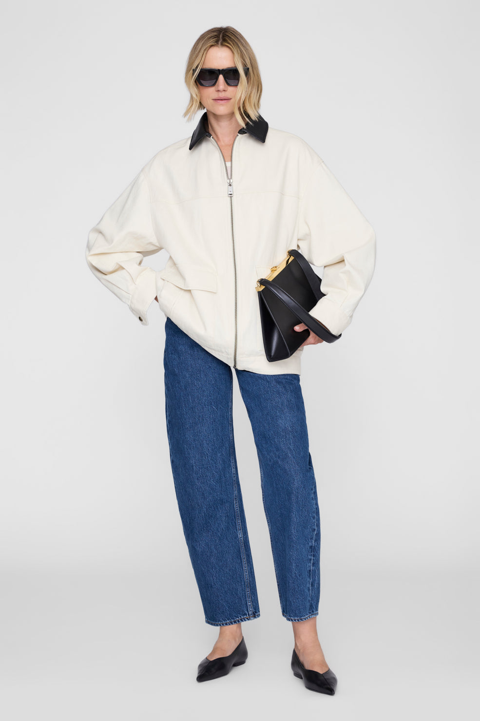 Anine Bing Holden Jacket in Cream - side view