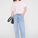 Anine Bing Jaylin Tee Collegiate in Powder Pink - side view
