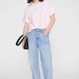 Anine Bing Jaylin Tee Collegiate in Powder Pink - side view