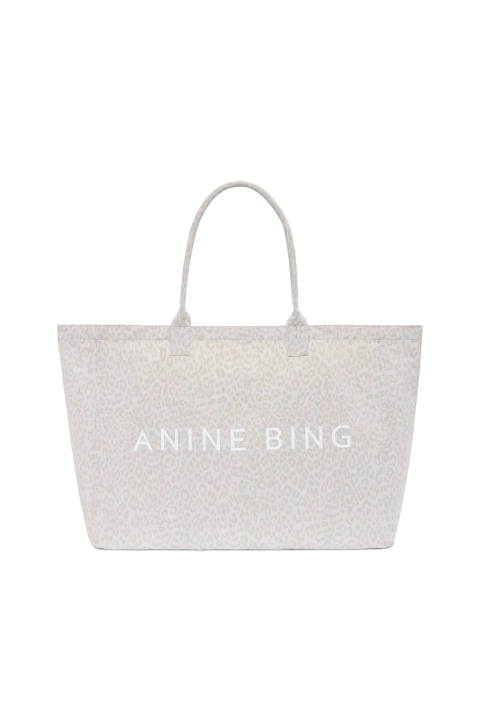 Anine Bing Leo Canvas Tote in Washed White Leopard