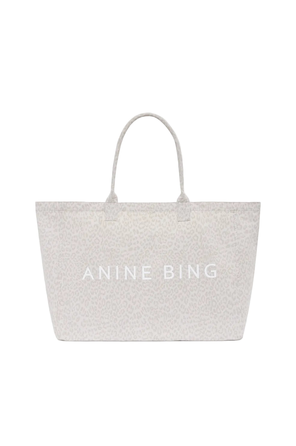 Anine Bing Leo Canvas Tote in Washed White Leopard