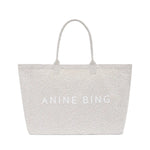 Anine Bing Leo Canvas Tote in Washed White Leopard