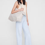 Anine Bing Leo Canvas Tote in Washed White Leopard