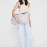 Anine Bing Leo Canvas Tote in Washed White Leopard