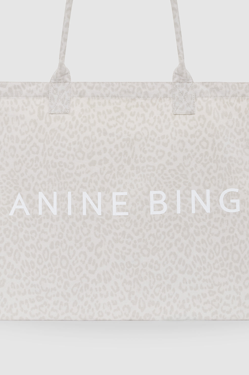 Anine Bing Leo Canvas Tote in Washed White Leopard