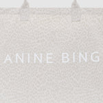 Anine Bing Leo Canvas Tote in Washed White Leopard