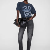 Anine Bing Lili Tee Snake in Washed Black