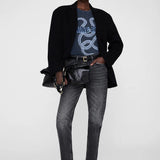 Anine Bing Lili Tee Snake in Washed Black