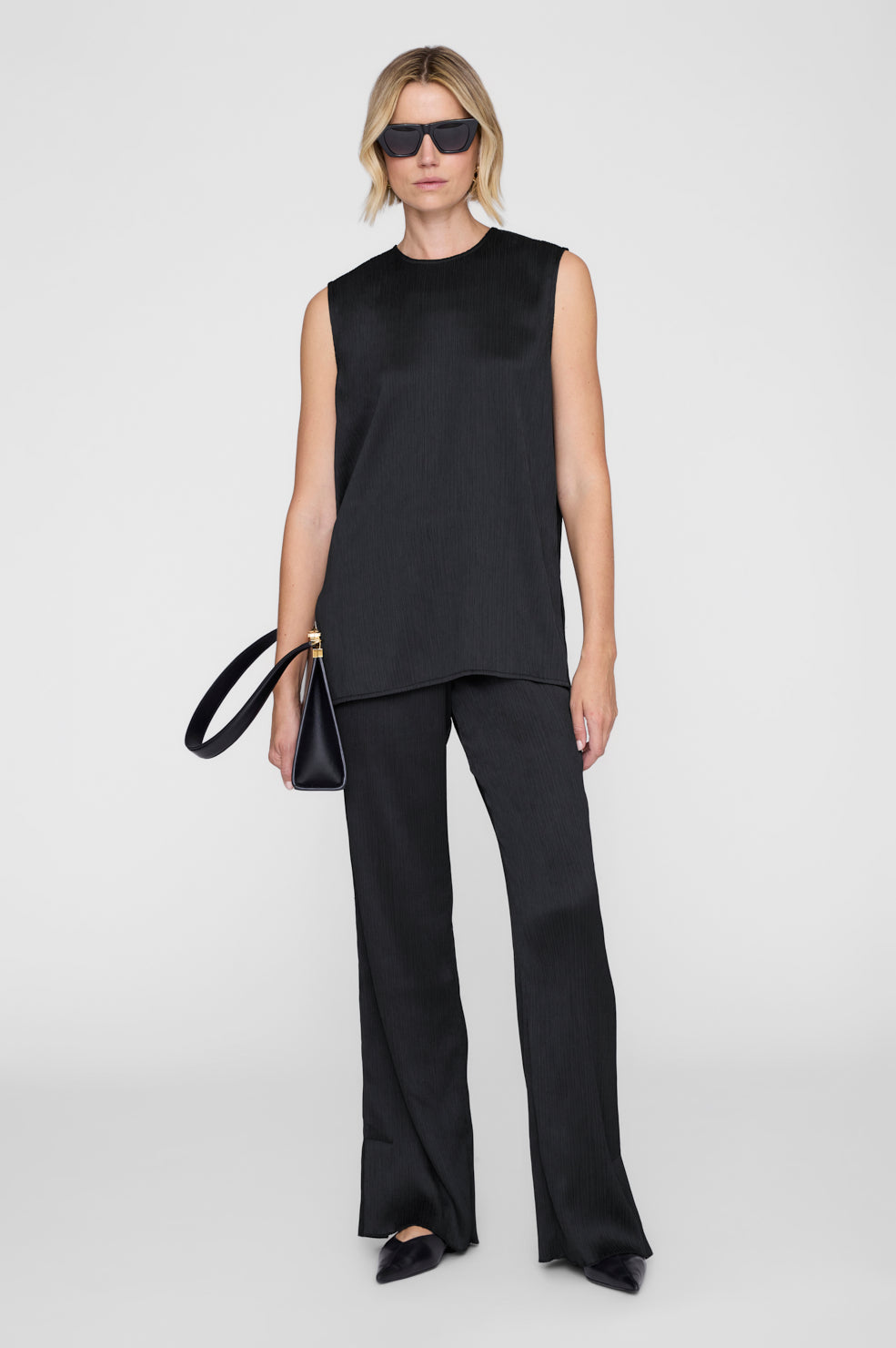 Anine Bing Malia Top in Black - side view