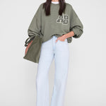 Anine Bing Miles Sweatshirt Letterman in Sage