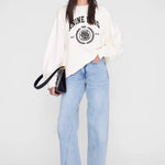 Anine Bing Miles Sweatshirt Collegiate in Cream - side view