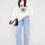 Anine Bing Miles Sweatshirt Collegiate in Cream - side view