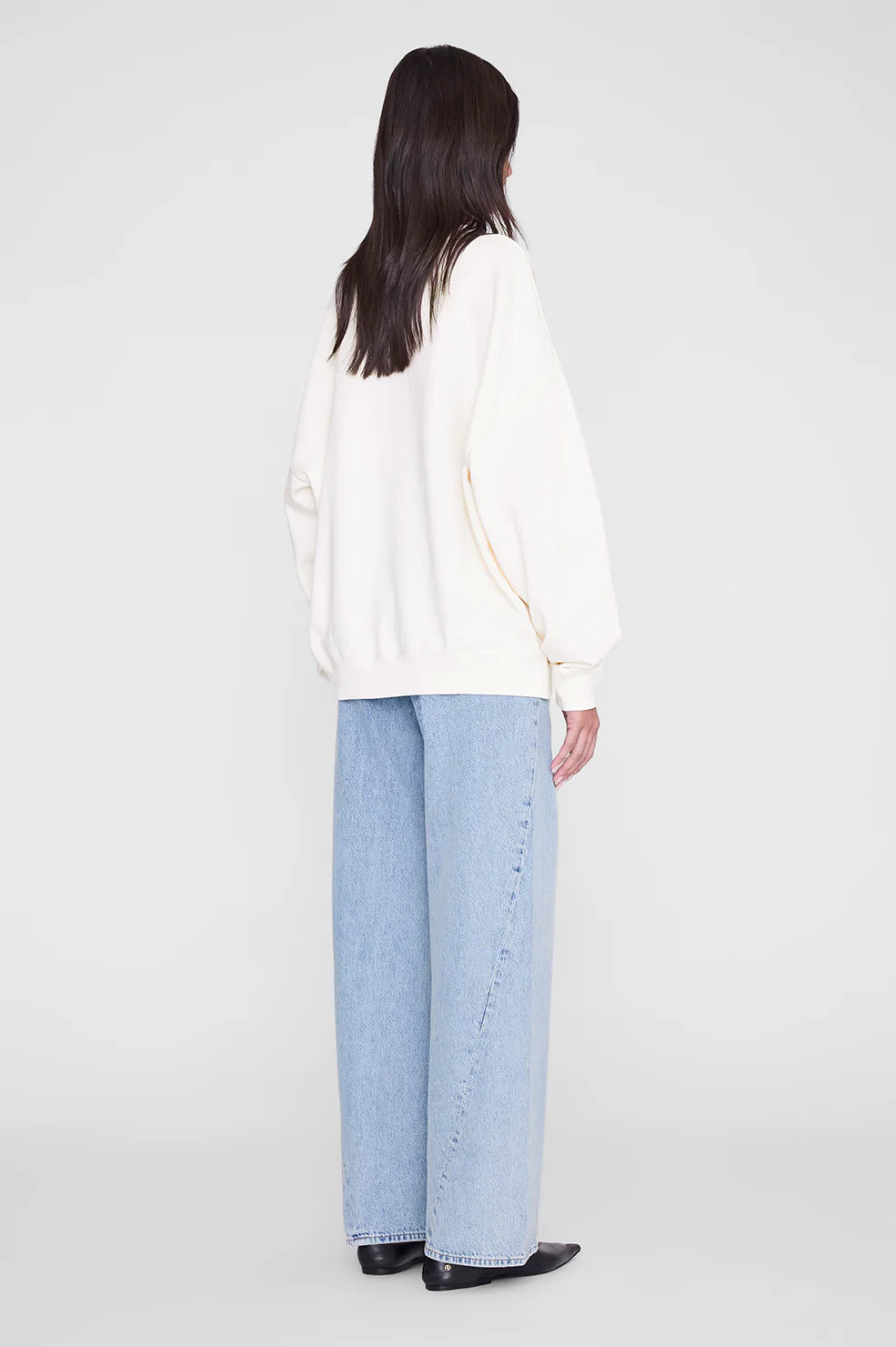 Anine Bing Miles Sweatshirt Collegiate in Cream - styled look