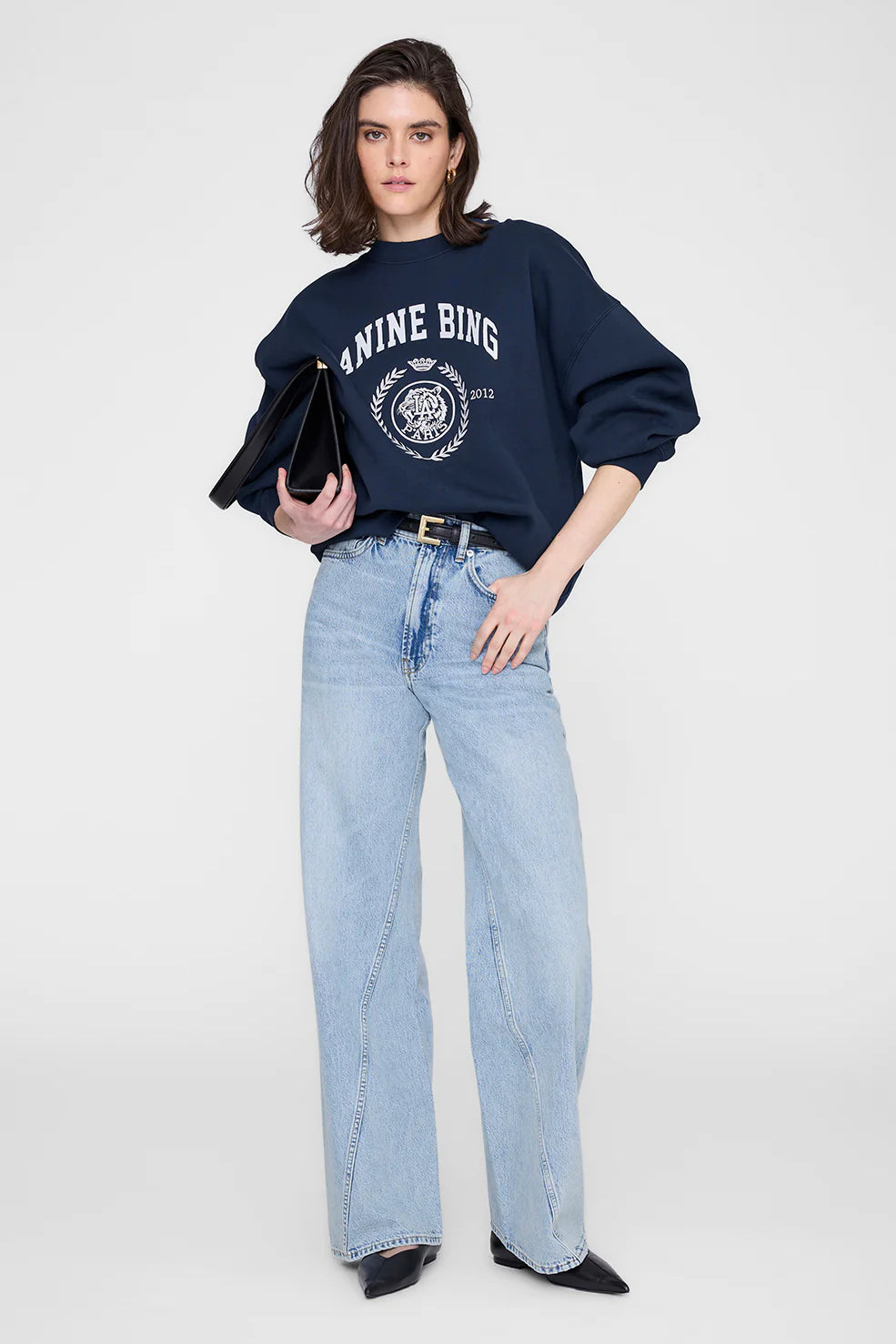 Anine Bing Miles Sweatshirt Collegiate in Dark Navy