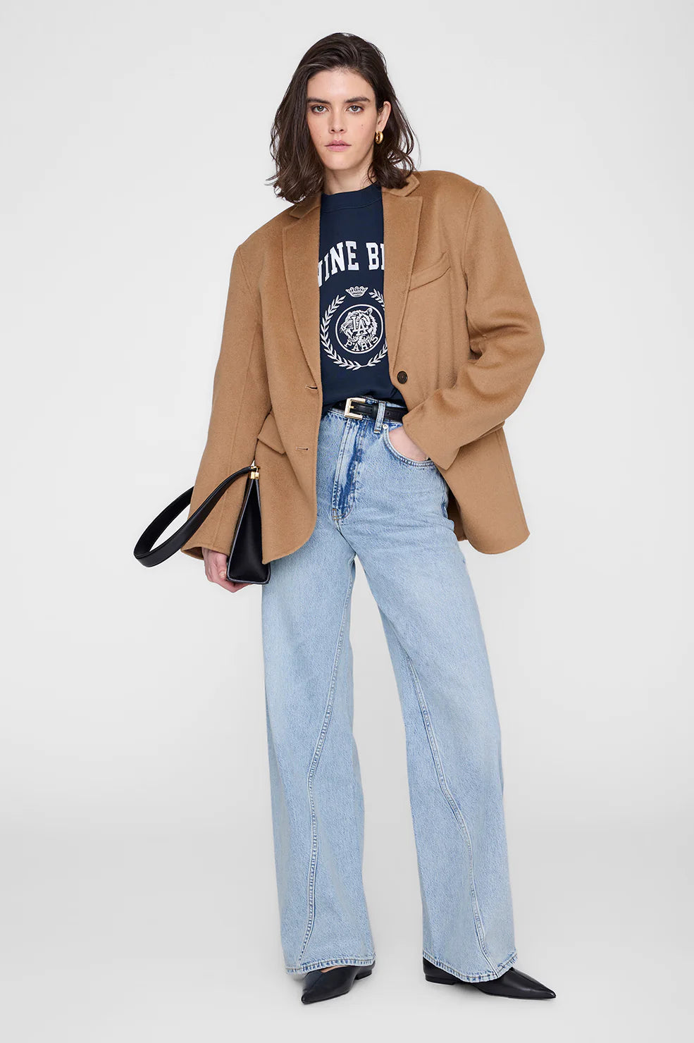 Anine Bing Miles Sweatshirt Collegiate in Dark Navy